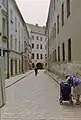 A typical paved street in Bratislava's Old Town district