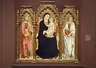 Sano di Pietro, Triptych of Madonna with Child, St. James and St. John the Evangelist, ca. 1460 and 1462