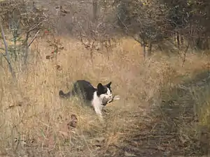 Katt på fågeljakt (1883) Bruno Liljefors