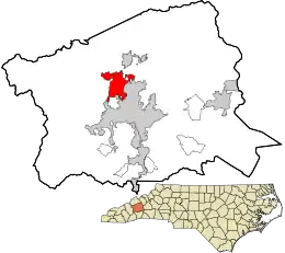 Location in Buncombe County and the state of North Carolina
