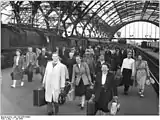 Inside the sheds in 1954, before the glass shattered in the war had been replaced.
