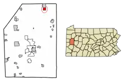 Location of Eau Claire in Butler County, Pennsylvania.