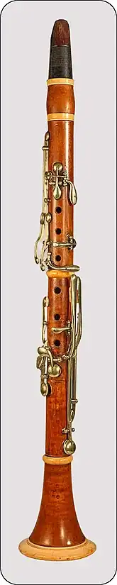 Iwan Müller clarinet with 13 keys and leather pads, developed in 1809.