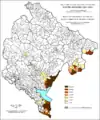 Percent of Albanians by settlements, 1961.