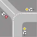 6.16.3 Guidestrips (example 3) can be replaced by stop or waiting linesAnd (example 4), they also separate the cariageway from traffic zones of minor importance