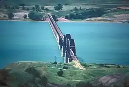 Railroad bridge, south of the I-90 bridge .mw-parser-output .geo-default,.mw-parser-output .geo-dms,.mw-parser-output .geo-dec{display:inline}.mw-parser-output .geo-nondefault,.mw-parser-output .geo-multi-punct{display:none}.mw-parser-output .longitude,.mw-parser-output .latitude{white-space:nowrap}43°47′56″N 99°21′33″W﻿ / ﻿43.79889°N 99.35917°W﻿ / 43.79889; -99.35917