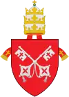 Gules two keys argent saltirewise (Papal coat of arms for Pope Nicholas V, 1447)