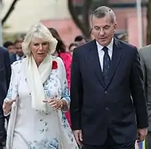 Peter McLaughlin with Queen Camilla during her visit to The Doon School in November 2013