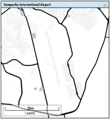 Location of Campeche International Airport