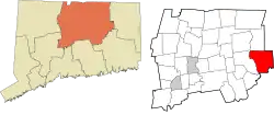Mansfield's location within the Capitol Planning Region and the state of Connecticut