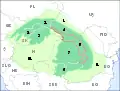 Inner Eastern Carpathians, bordered in red and marked 5