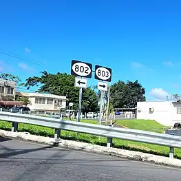 PR-152 at its junction with PR-802 and PR-803 in Cedro Arriba, Naranjito
