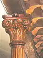 Cast iron corinthian stantions used to support the gallery ?1880 at the Plough Lane Chapel, Lion Street, Brecon.