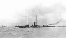 The wreck of the Spanish Navy cruiser Castilla after the Battle of Manila Bay in 1898.