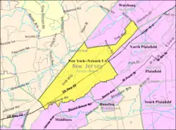 Census Bureau map of Green Brook Township, New Jersey.