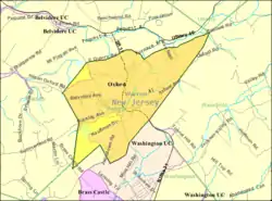 Census Bureau map of Oxford Township, New Jersey