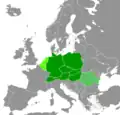 The Central European Countries according to Meyers Grosses Taschenlexikon (1999):.mw-parser-output .legend{page-break-inside:avoid;break-inside:avoid-column}.mw-parser-output .legend-color{display:inline-block;min-width:1.25em;height:1.25em;line-height:1.25;margin:1px 0;text-align:center;border:1px solid black;background-color:transparent;color:black}.mw-parser-output .legend-text{}&nbsp;&nbsp;Countries usually considered Central European.mw-parser-output .legend{page-break-inside:avoid;break-inside:avoid-column}.mw-parser-output .legend-color{display:inline-block;min-width:1.25em;height:1.25em;line-height:1.25;margin:1px 0;text-align:center;border:1px solid black;background-color:transparent;color:black}.mw-parser-output .legend-text{}&nbsp;&nbsp;Central European countries in the broader sense of the term.mw-parser-output .legend{page-break-inside:avoid;break-inside:avoid-column}.mw-parser-output .legend-color{display:inline-block;min-width:1.25em;height:1.25em;line-height:1.25;margin:1px 0;text-align:center;border:1px solid black;background-color:transparent;color:black}.mw-parser-output .legend-text{}&nbsp;&nbsp;Countries occasionally considered to be Central European