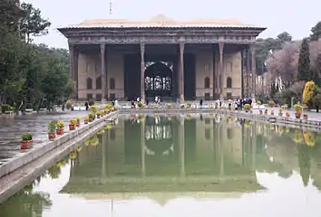 A World Heritage Persian garden site, Chehel Sotoun, in Iran.