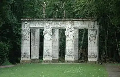 Caryatids, moved from the north facade to the park c.&nbsp;1875