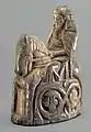 A chess queen of walrus tusk, used in Sweden from about 1250