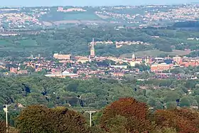 Chesterfield skyline and the Crooked Spire church of Chesterfield Parish Church.