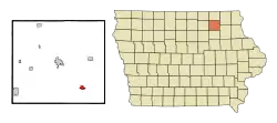 Location of Fredericksburg, Iowa