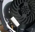 Natural gas burner head from a modern gas stove for woks