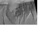 Gullies on mound in Asimov Crater, as seen by HiRISE