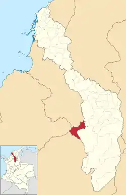 Location of the municipality and town of San Jacinto del Cauca in the Bolívar Department of Colombia