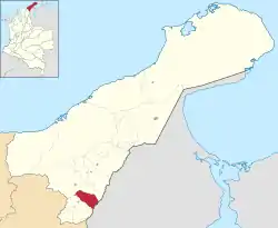 Location of the town and municipality of El Molino in the Department of La Guajira.