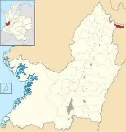 Location of the municipality and town of Alcalá, Valle del Cauca in the Valle del Cauca Department of Colombia.