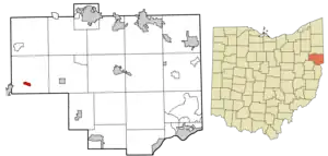 Location of East Rochester in Columbiana County and in the State of Ohio