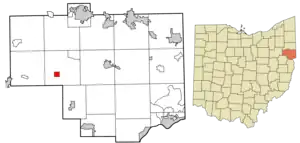 Location of Hanoverton in Columbiana County and the State of Ohio