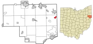 Location of Negley in Columbiana County and in the State of Ohio