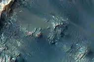 Close-up of Columbus (Martian crater), as seen by HiRISE.