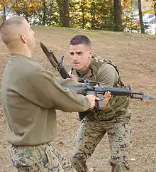 US Marines at bayonet practice.