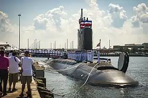 USS&nbsp;John Warner with her forward missile hatch open