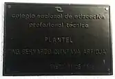 Plaque marking the year of foundation of the campus