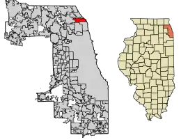 Location of Wilmette in Cook County, Illinois.