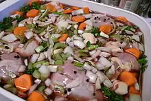 Coq au vin ingredients before cooking