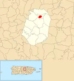 Location of Corozal barrio-pueblo within the municipality of Corozal shown in red
