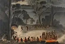 Corroboree on the Murray River: by Gerard Krefft (1857).