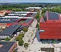 Aerial view of the main walkway ("Corson") on Campus Valla
