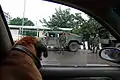 Seen here is a Humvee utility vehicle with several soldiers.
