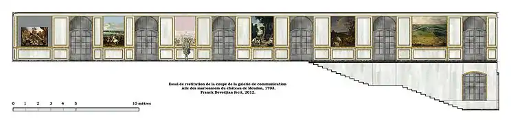 Communicating gallery, Chestnut tree wing, c. 1703. Reconstruction by Franck Devedjian, 2012