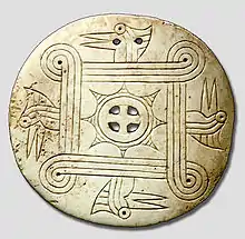 Cox mound gorget (Mississippian culture, found in Tennessee, c.1250–1450)