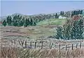 Painting by artist Christine Lovelock (daughter of the Gaia Theorist James Lovelock) view of Craigenputtock from the east in 2006