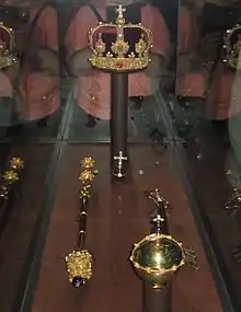 Regalia of Sweden with the orb.