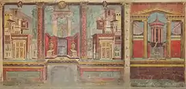 Restoration of a fresco from an Ancient villa bedroom; 50-40 BC; dimensions of the room: 265.4 x 334 x 583.9 cm; Metropolitan Museum of Art (New York City)