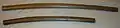 A daisho set of Japanese sword storage mounts (shirasaya) for katana (top) and wakizashi (bottom).